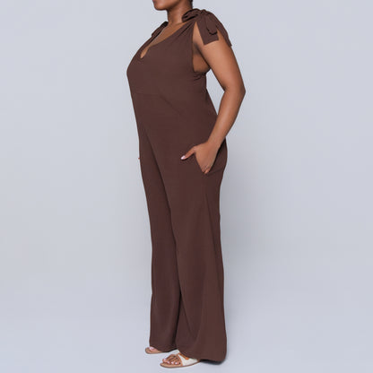 Chocolate Sleeveless Airflow Jumpsuit