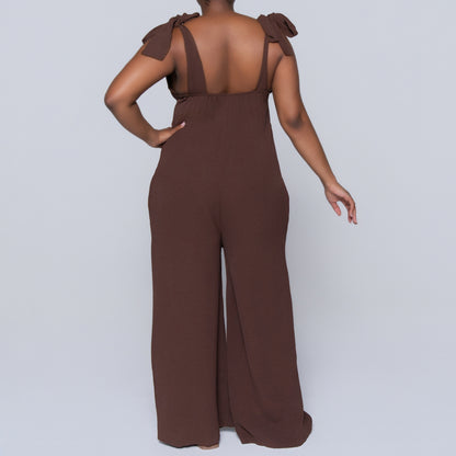 Chocolate Sleeveless Airflow Jumpsuit