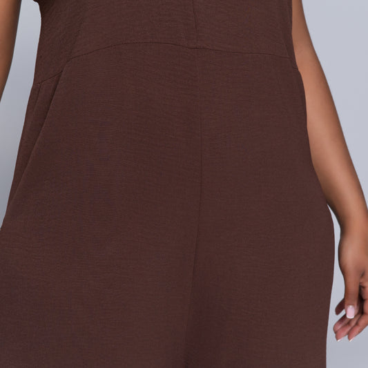 Chocolate Sleeveless Airflow Jumpsuit
