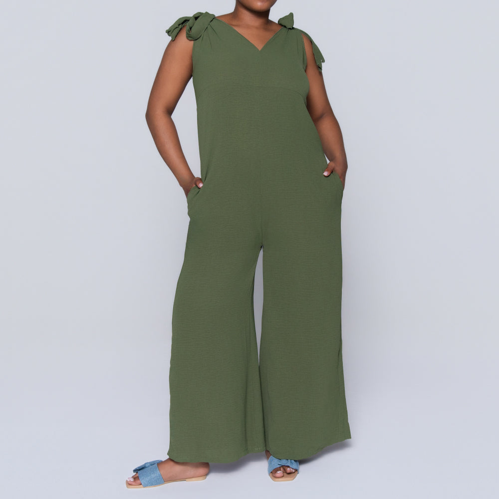 Olive Sleeveless Airflow Jumpsuit