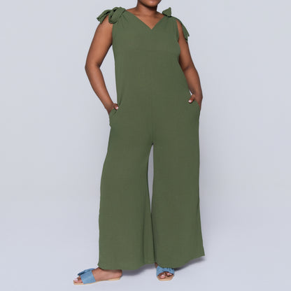 Olive Sleeveless Airflow Jumpsuit