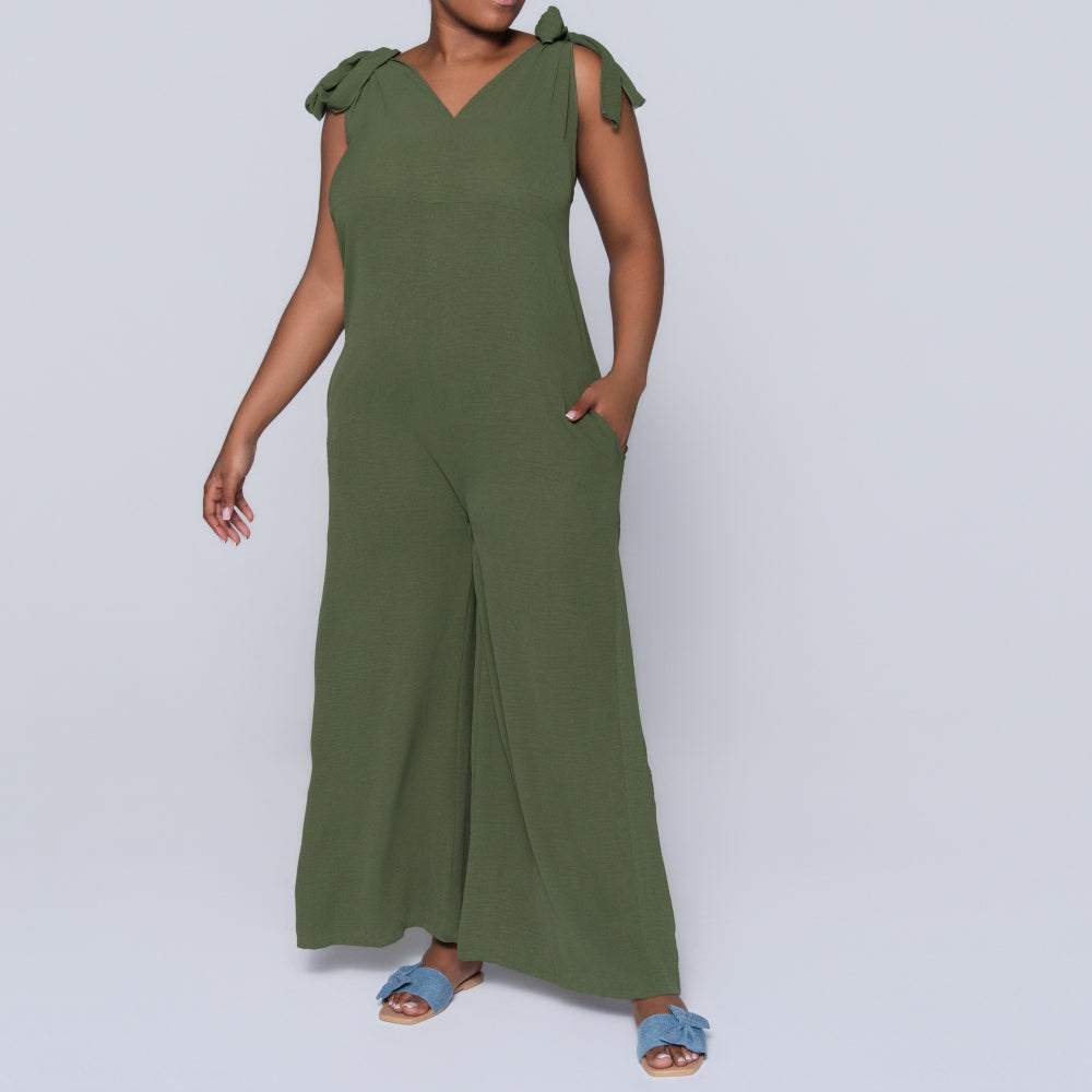 Olive Sleeveless Airflow Jumpsuit