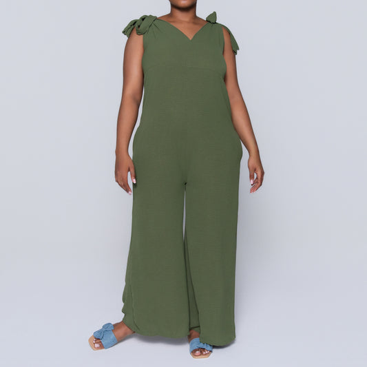 Olive Sleeveless Airflow Jumpsuit