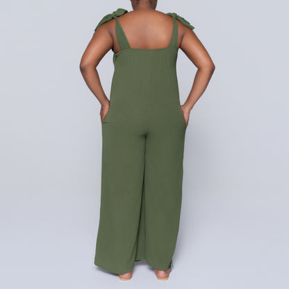 Olive Sleeveless Airflow Jumpsuit