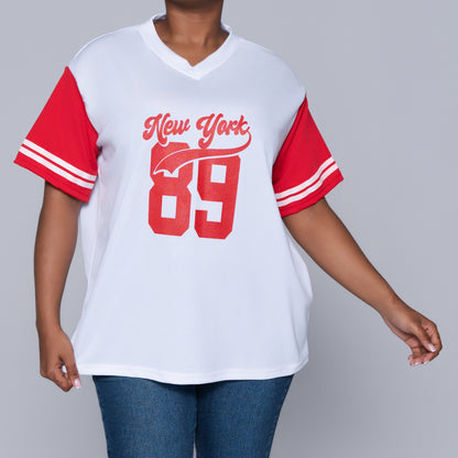 Red Short Sleeve Printed Top