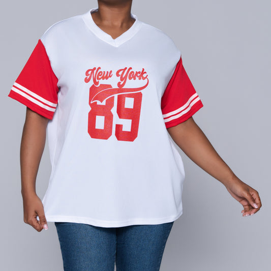 Red Short Sleeve Printed Top