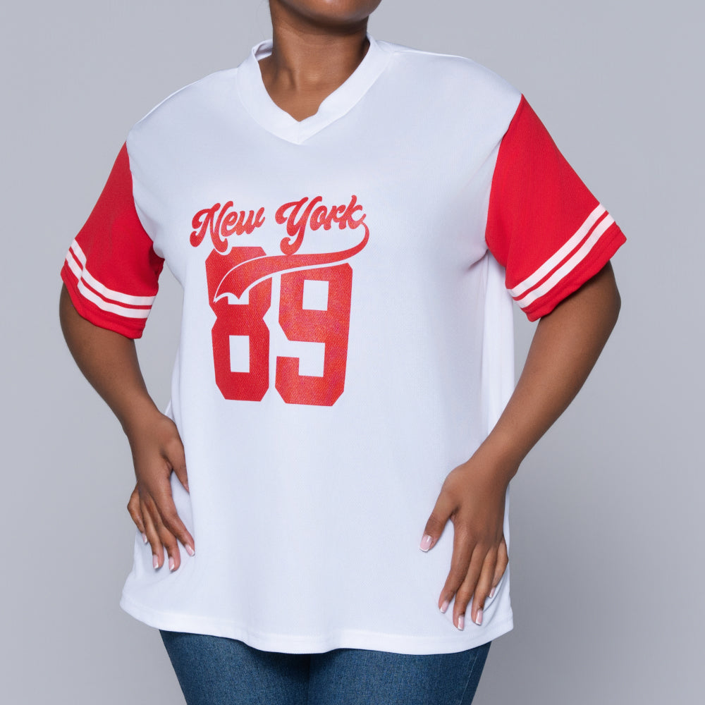 Red Short Sleeve Printed Top