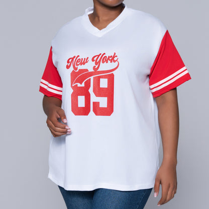 Red Short Sleeve Printed Top