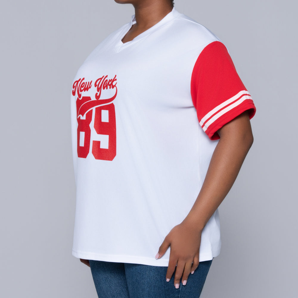 Red Short Sleeve Printed Top