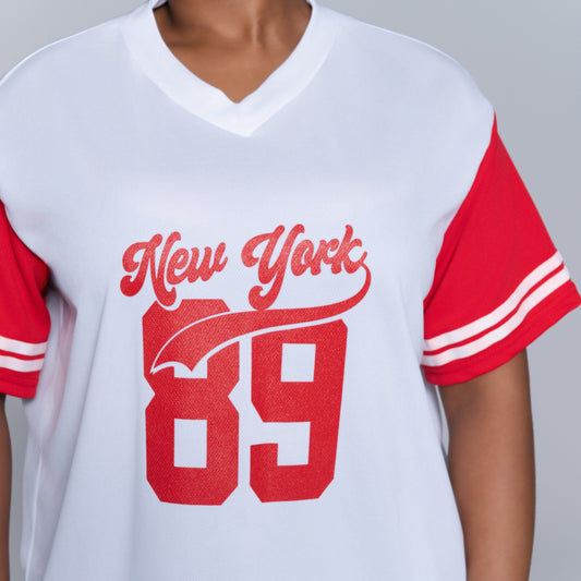 Red Short Sleeve Printed Top