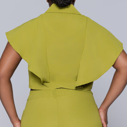Chartreuse Tie-Up Crop Top