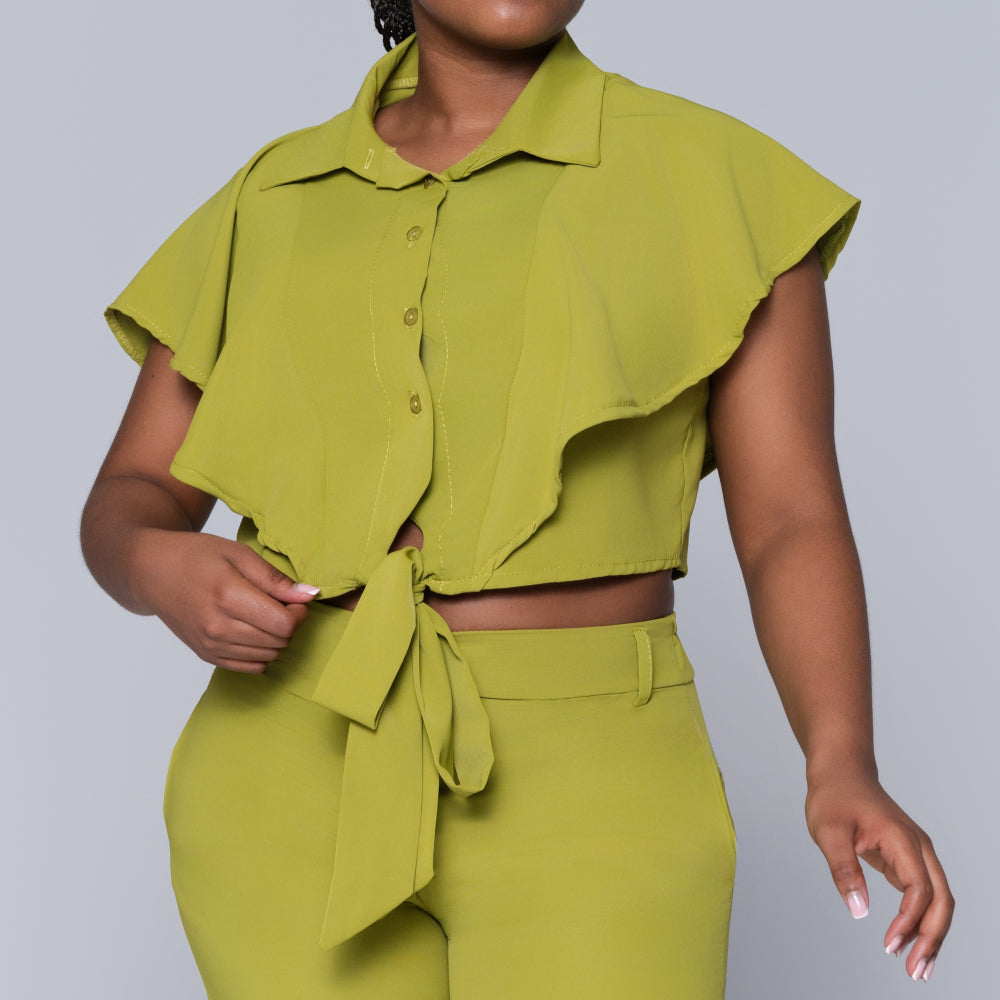 Chartreuse Tie-Up Crop Top