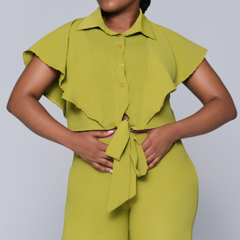 Chartreuse Tie-Up Crop Top