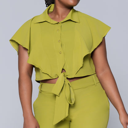 Chartreuse Tie-Up Crop Top