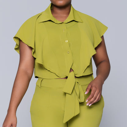 Chartreuse Tie-Up Crop Top