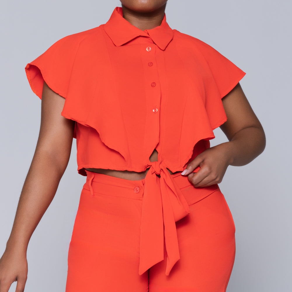 Terracotta Tie-Up Crop Top
