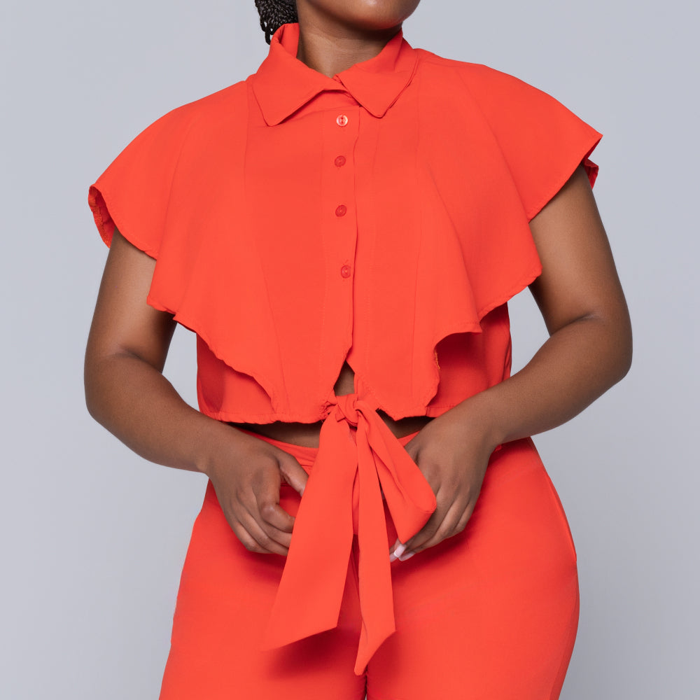 Terracotta Tie-Up Crop Top