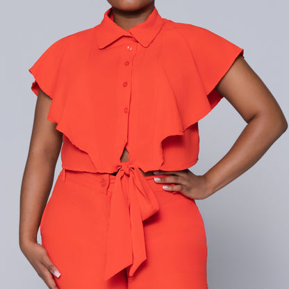 Terracotta Tie-Up Crop Top