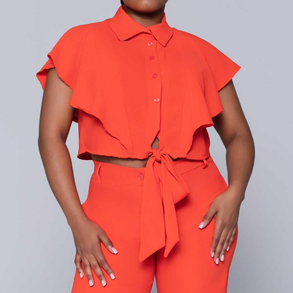 Terracotta Tie-Up Crop Top