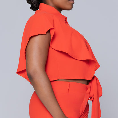 Terracotta Tie-Up Crop Top