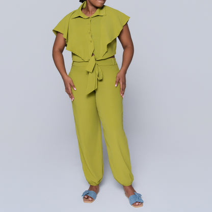 Chartreuse Tie-Up Crop Top