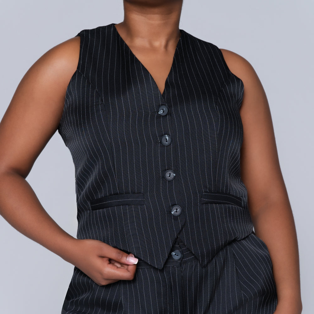 Striped Black Waistcoat