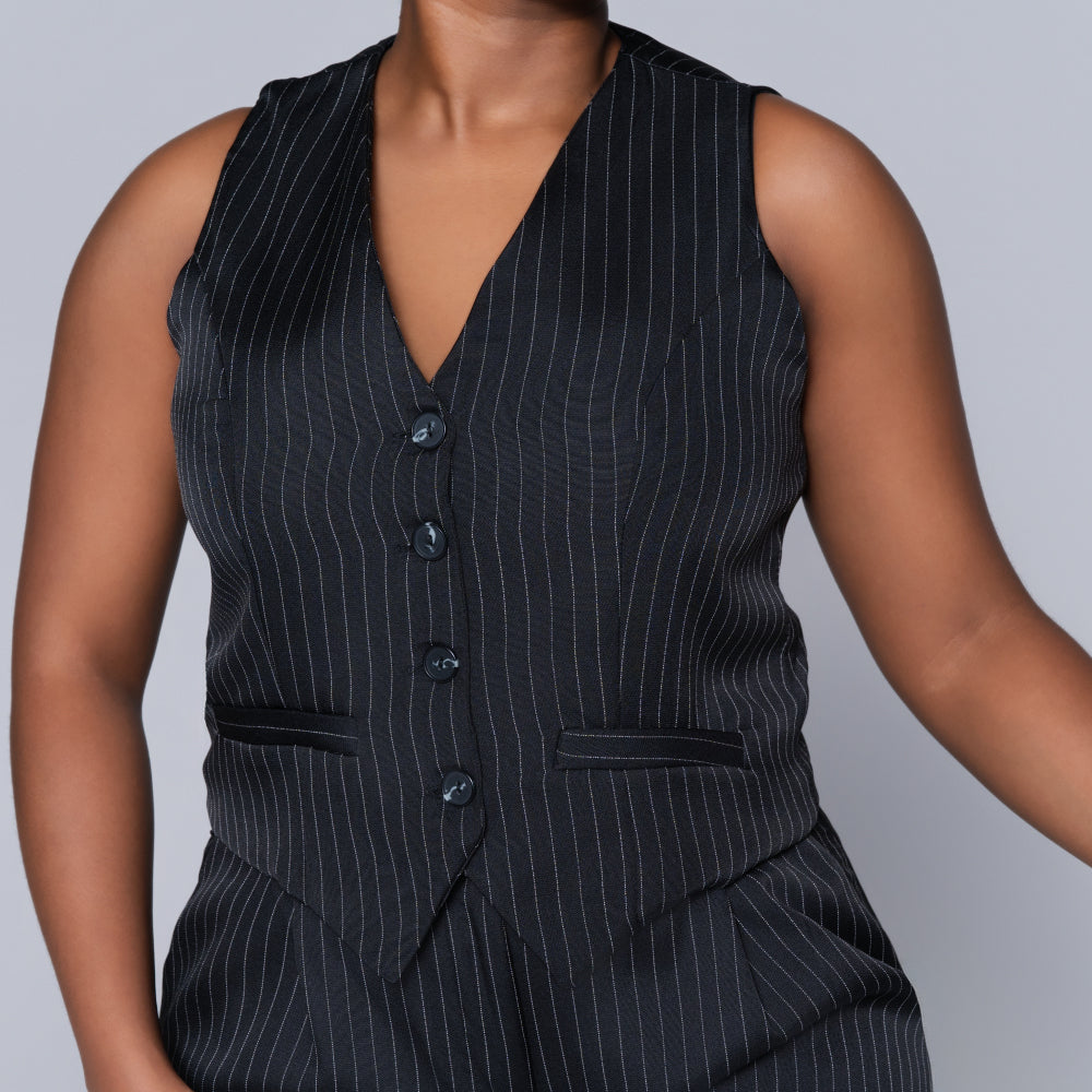 Striped Black Waistcoat