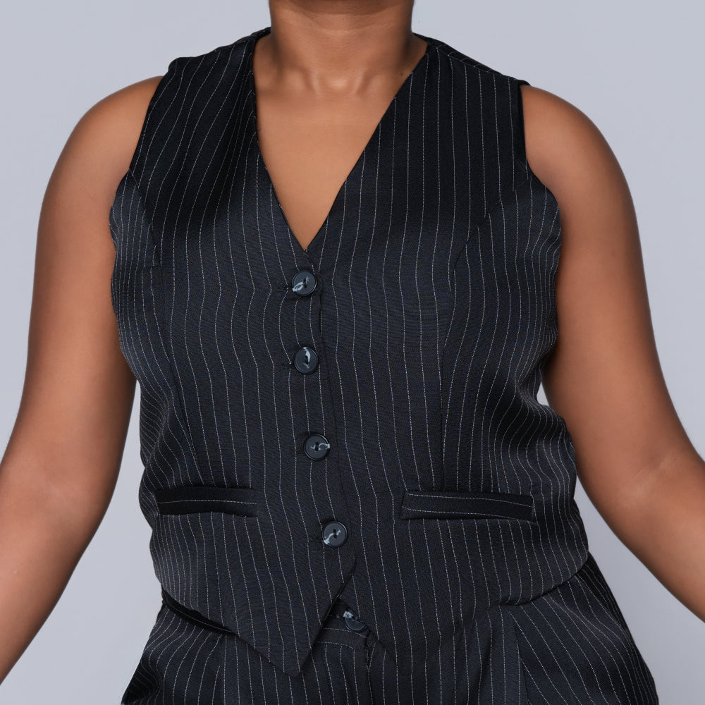 Striped Black Waistcoat