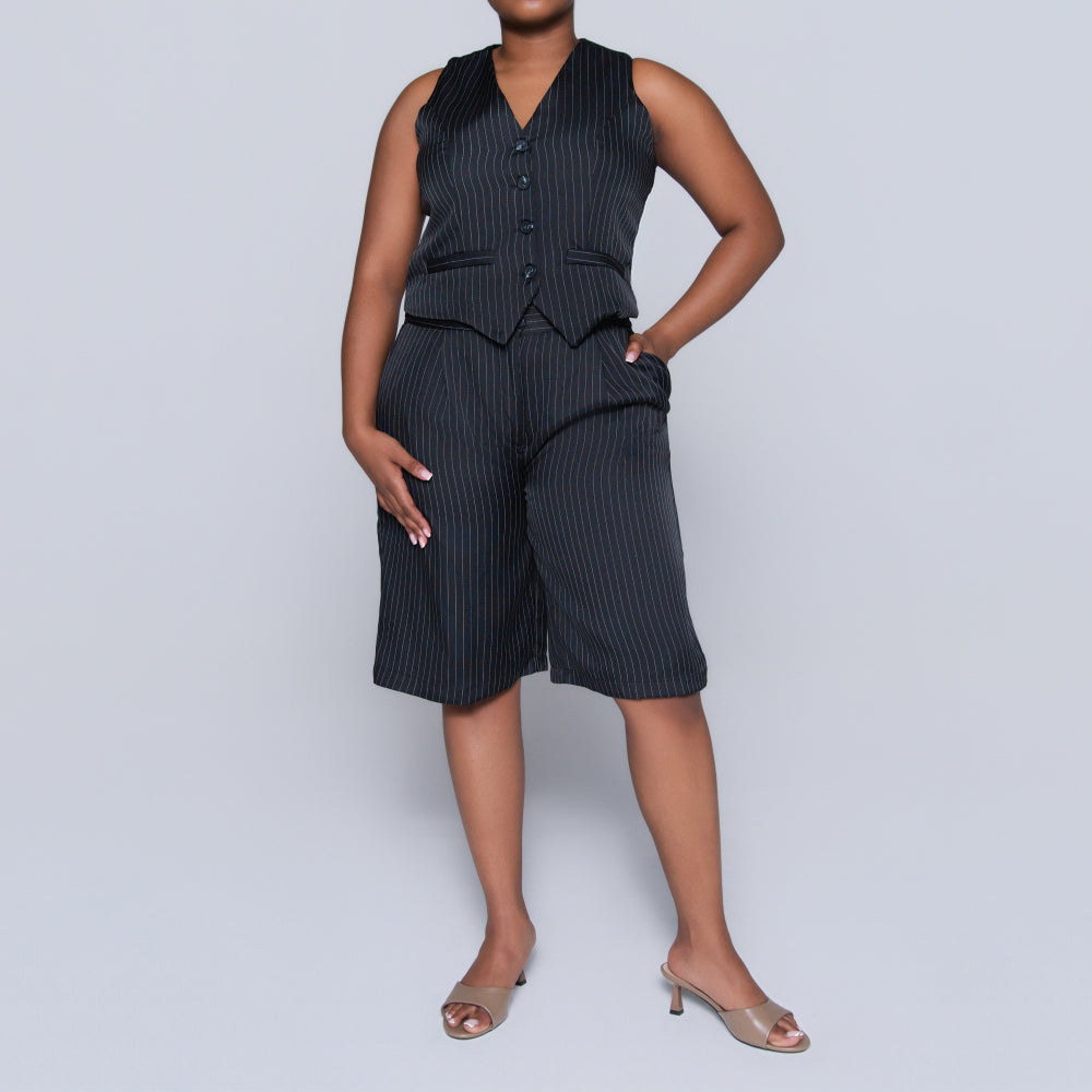 Striped Black Waistcoat