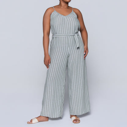 Olive Striped Jumpsuit