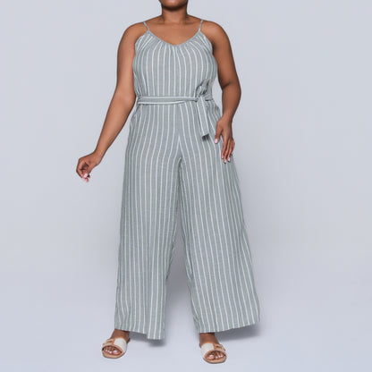 Olive Striped Jumpsuit