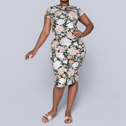 Printed Cap Sleeve Summer  Dress