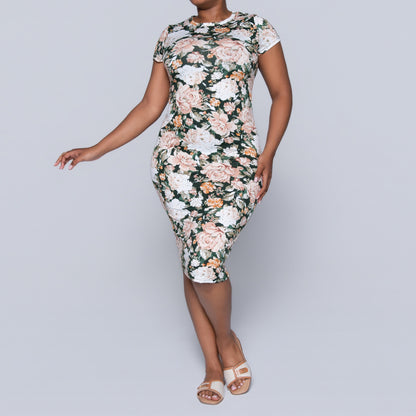 Printed Cap Sleeve Summer  Dress