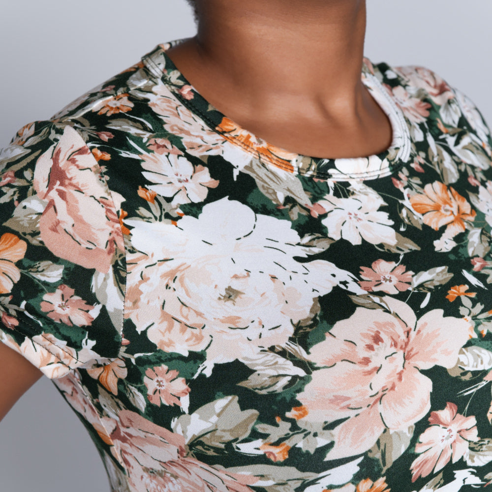 Printed Cap Sleeve Summer  Dress