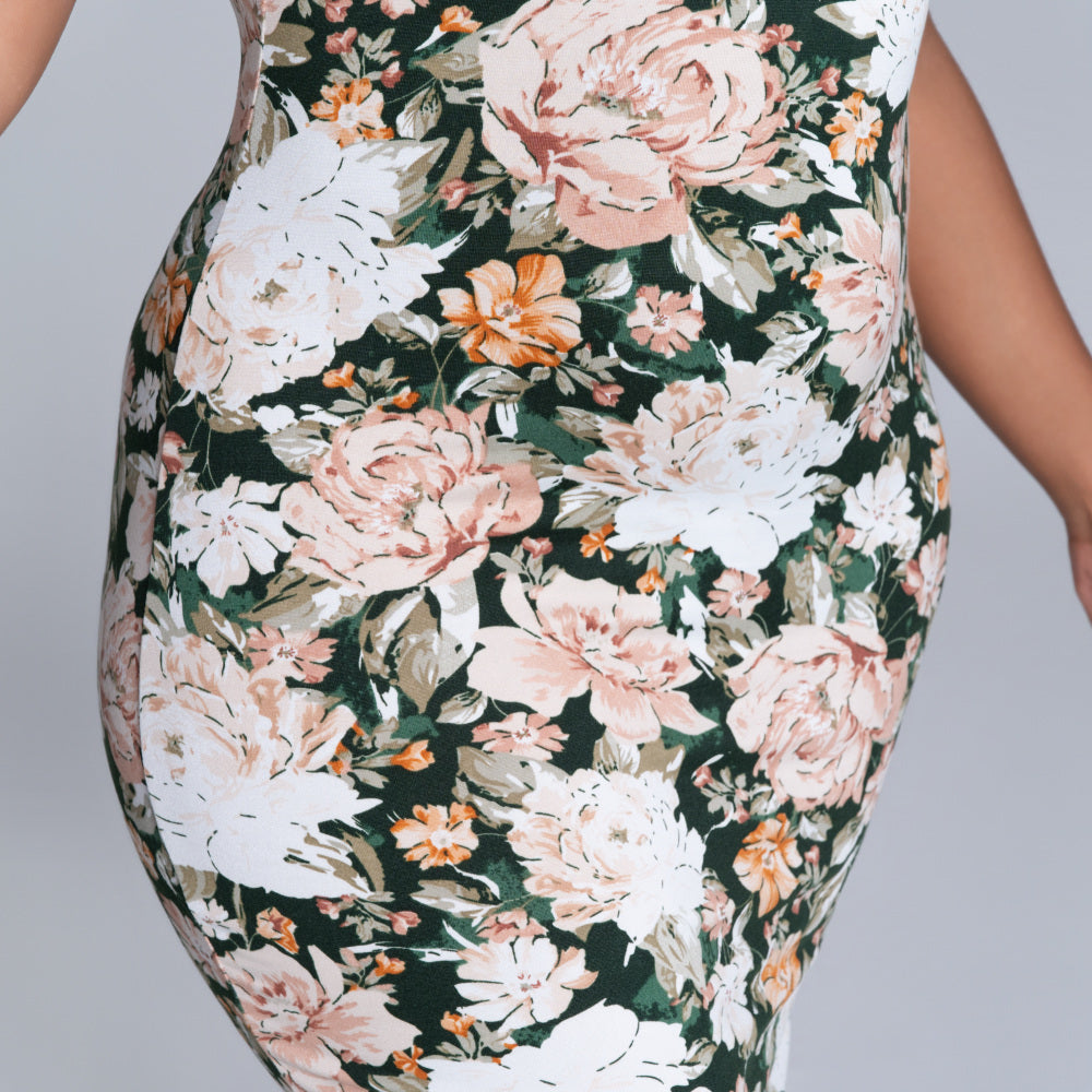 Printed Cap Sleeve Summer  Dress