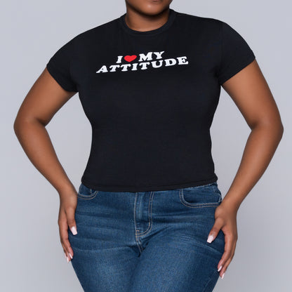 Black Front Print Top