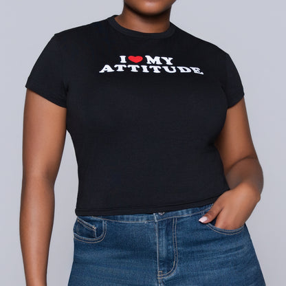 Black Front Print Top