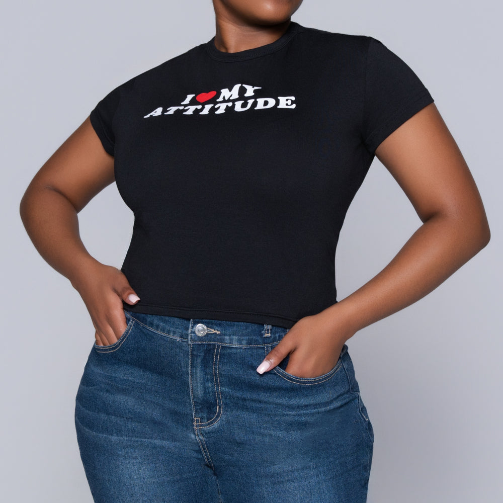 Black Front Print Top