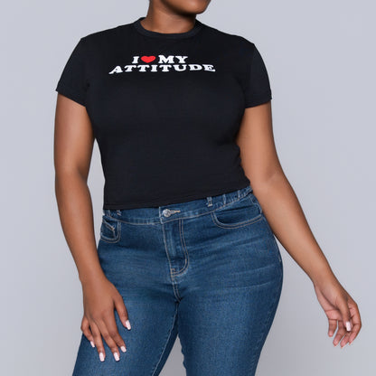 Black Front Print Top