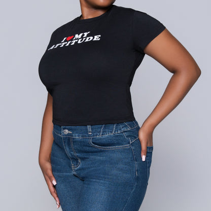 Black Front Print Top