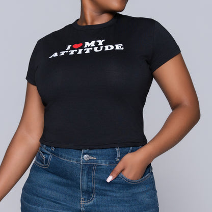 Black Front Print Top