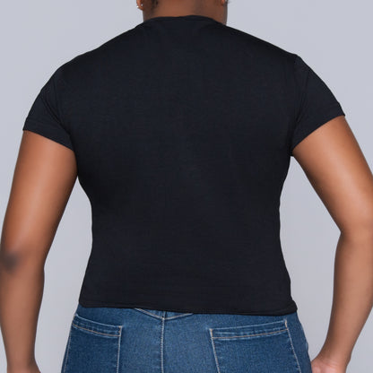 Black Front Print Top