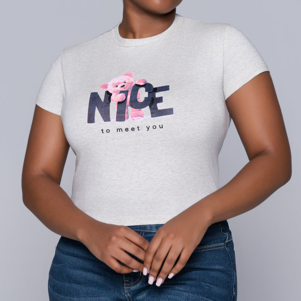 Oatmeal Front Print Top