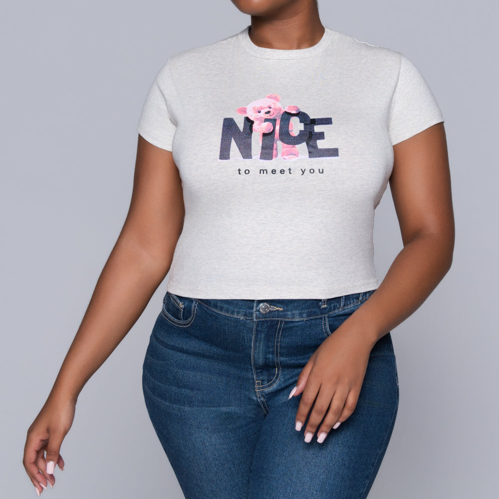 Oatmeal Front Print Top