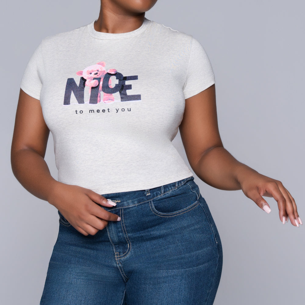 Oatmeal Front Print Top