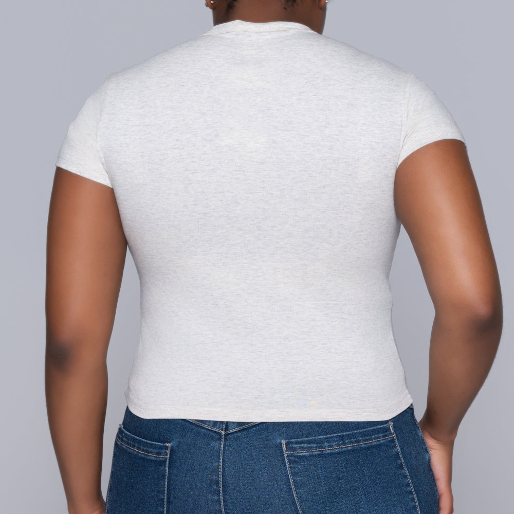 Oatmeal Front Print Top