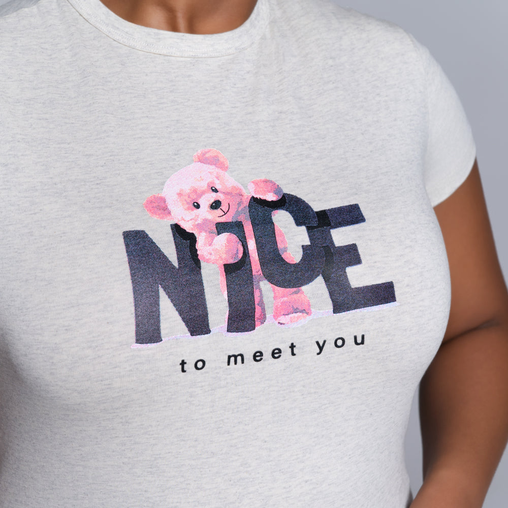 Oatmeal Front Print Top