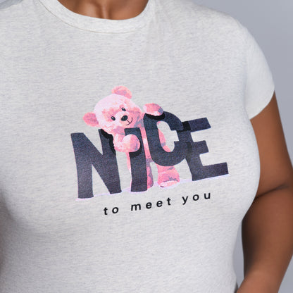 Oatmeal Front Print Top