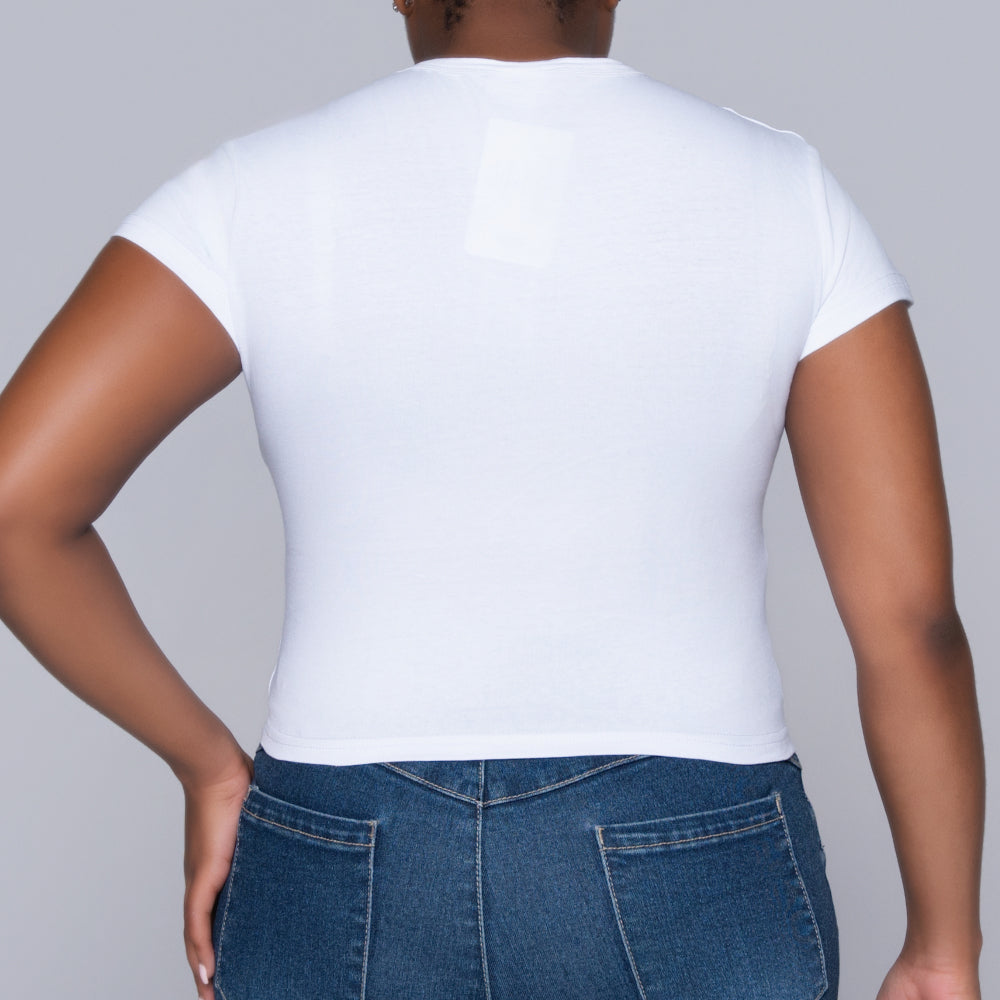 Optical White Front Print Top