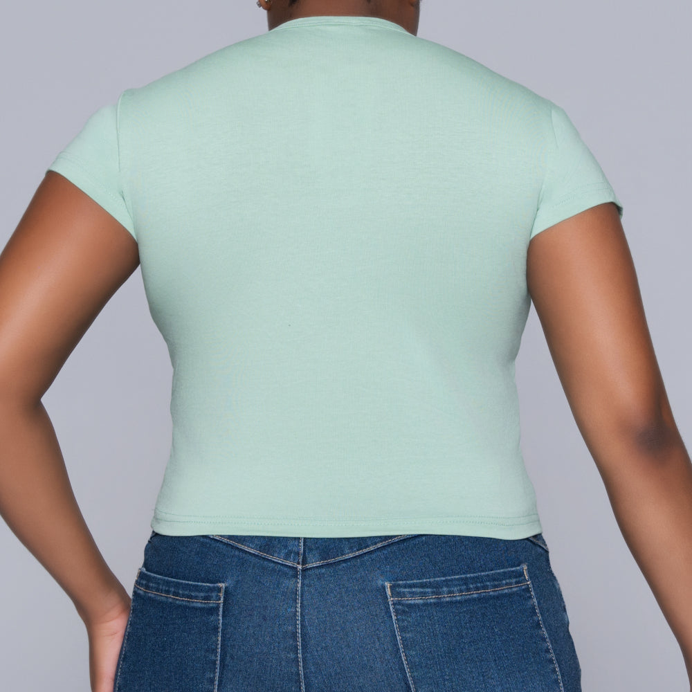 Sage Front Print Top